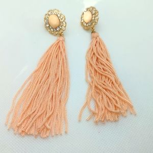 Peach Tassel Earrings (Pierced)